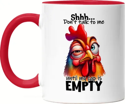 Produktbild von Shhh Don't Talk to Me Tasse Rot Lustiges Huhn Morgenmuffel Humor Kaffeeliebhaber Geschenk