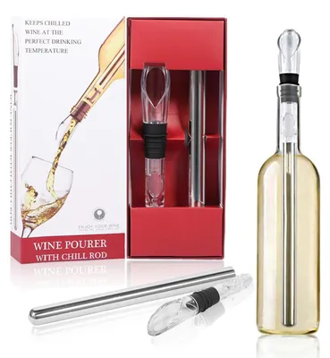 Wein-Kühlstab aus Edelstahl, 3-in-1, mit Ausgießer, 0,19 kg