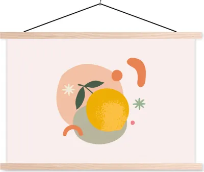 Produktbild von MuchoWow® Textilposter Zitrone - Obst - Pastell 60x40 cm mit holzfarbenen Rahmen - Bilder