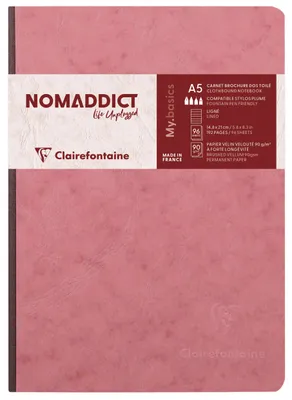 Produktbild von Clairefontaine 5x Notizbuch A5, Leinenrücken, 96 Bl liniert Antikrosa 795466C