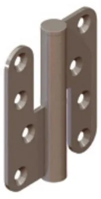Image de Paumelle huisserie bois pour porte lourde droite bout rond 100x70mm - MONIN - 632 080