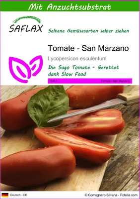 Produktbild von SAFLAX - Tomate - San Marzano - 10 Samen - Mit keimfreiem Anzuchtsubstrat - Lycopersicon esculentum