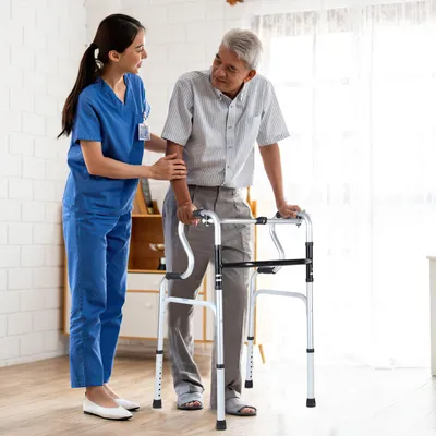 Immagine prodotto di Rollator leggero in alluminio TolleTour fino a 180 kg, ausilio per la deambulazione, ausilio per la deambulazione regolabile in altezza, pieghevole e leggero, 4 ruote