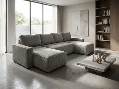 Zdjęcie produktu dla Jasnoszara sofa w kształcie litery U SMART COSARO 295x140