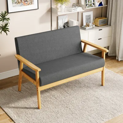 Produktbild von Iropro 2-Sitzer-Sofa Stoff 113x67x75 cm Hellgrau Vintage Couch für Wohnzimmer