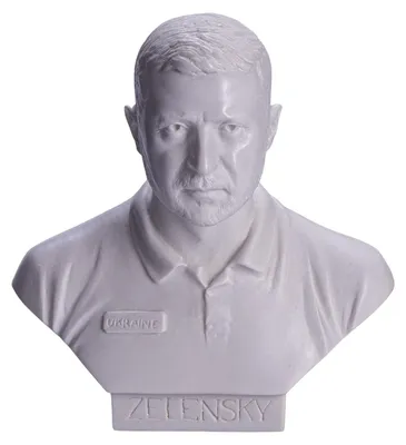 Zdjęcie produktu dla Ukraiński prezydent Zełenski, rzeźba marmurowa, 15 cm