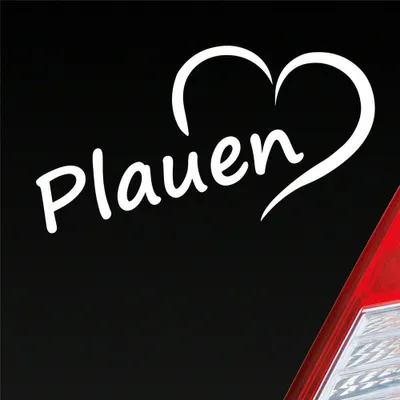 Produktbild von Auto Aufkleber Plauen Herz Stadt City Liebe Love Heimat 15,5x8 cm Weiss Matt Sticker Heckscheibenaufkleber