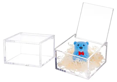 2 Acrylboxen mit Deckel, 10x10x6 cm, transparent, für Schmuck & Co.