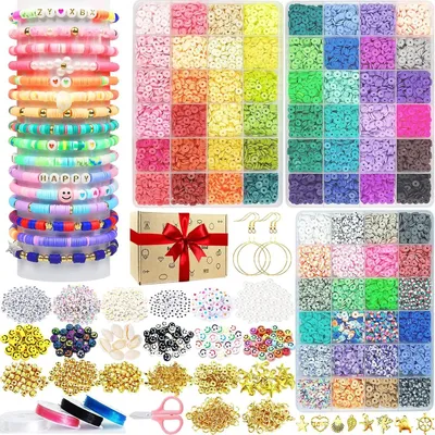 Produktbild von Schmuckset Bastelperlen, 72 Farben 11520 Stück Perlen Set, Armband DIY Set, Buchstabenperlen für Schmuck, für Armbänder, Halsketten & Fußketten