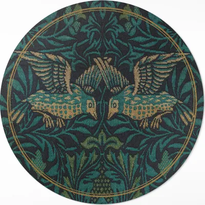 Produktbild von Die Vögel von William Morris – Vinyl Fußmatte – Ø 150cm – Rutschfest – Pflegeleicht & Langlebig