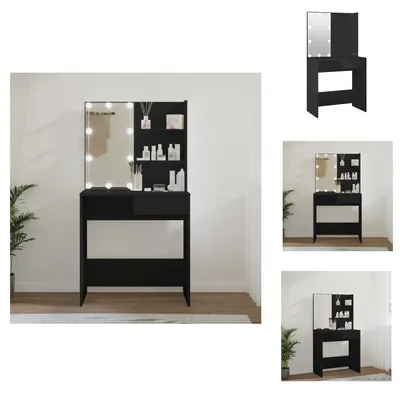 Immagine prodotto di vidaXL Tavolino da toilette con luci LED nero 74,5x40x141 cm - Tavolini da toilette