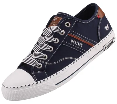 Immagine prodotto di Mustang, scarpa da ginnastica in tela, colore blu, modello femminile, codice prodotto 26M0152004-navy