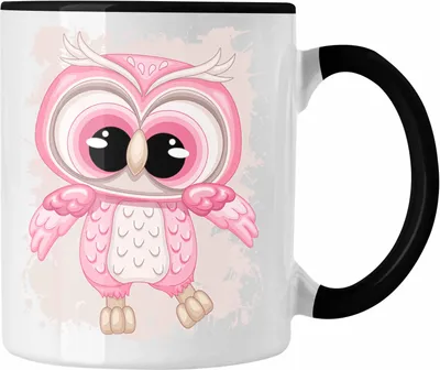 Produktbild von Trendation - Eulen Tasse Geschenk Frauen Eulenliebhaber Fans Becher Grafik (Schwarz)