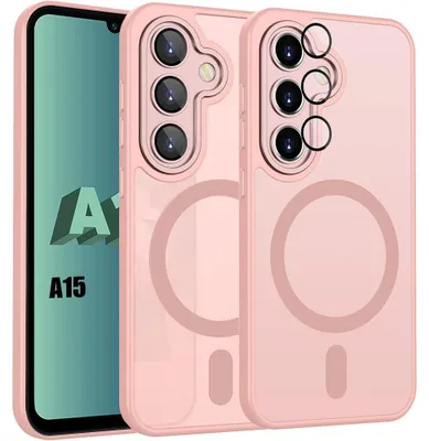 Image de Coque pour Samsung Galaxy A15 4G/5G, avec Cercle Magnétique et Protection Caméra - Rose
