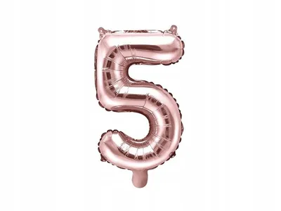 Zdjęcie produktu dla Balon foliowy Cyfra '5', 35cm, różowe złoto