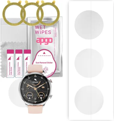 Produktbild von apgo 3 Stück Schutzfolie, klar, kompatibel mit Rubicon RNCF20 Smartwatch, Hydrogel Displayschutzfolie mit Positionierhilfe, Displayfolie, robust und kratzfest