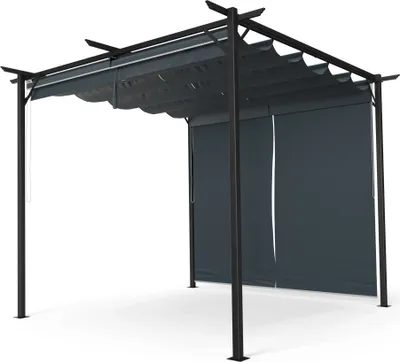 Obrázok produktu pre Blumfeldt Pergola 3x3 m - polyesterová strecha odolná voči poveternostným vplyvom, oceľový rám s práškovou povrchovou úpravou, bočné žalúzie, jednoduchá montáž, možnosť celoročného použitia