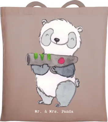 Produktbild von Mr. & Mrs. Panda Tote Bag Panda LaserTag - Braun Pastell - Geschenk, Lasergame Zentrum, Uni Tasche, Laptoptasche, Jutebeutel, Shopping, Schultasche