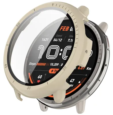 Immagine prodotto di Per Amazfit Active 2 Custodia intelligente in plastica PC + vetro temperato H9 Beige