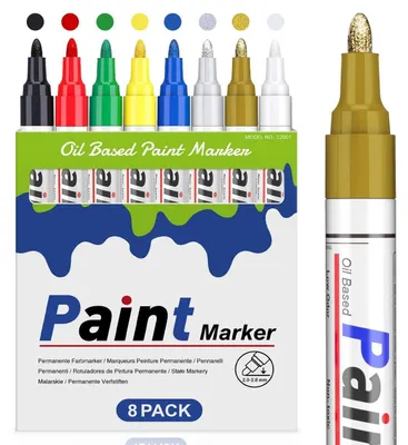Obrázek produktu pro Permanentní fixy, voděodolné, 8 barev, fixy na lakování pro sklo, keramiku, dřevo, kov a plast