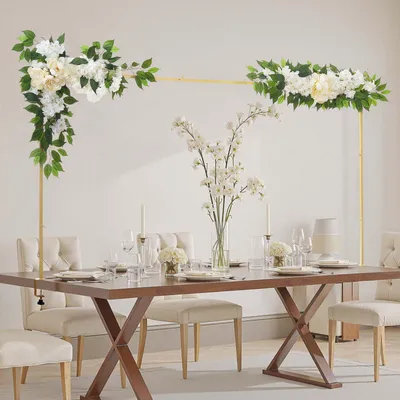 Produktbild von VEVOR Tischbogen, verstellbar von 711,2–2489,2mm Länge & 330,2–1066,8mm Höhe, Tischdekostange mit Blumen-Accessoires, goldener Ballonrahmen für Hochzeits-, Geburtstags- & Weihnachtsdekoration