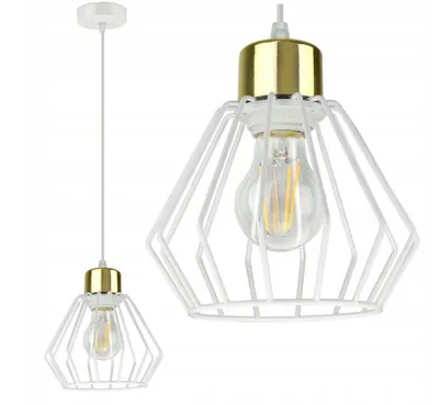 Produktbild von Luxolar Led Pendelleuchte aus Metal Draht Weiß-Gold im Edison-Stil E27 60W - Deckenleuchte GLAM Design - Hängelampe für Wohnzimmer, Küchen