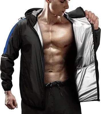 Produktbild von RDX Schwitzanzug Zum Abnehmen, Saunaanzug Reach  100 , Kapuzen Anzug Sauna Suit Sweatanzug Sportanzug Trainingsanzug Thermo Sweatsuit Boxen MMA Gym Fitness Laufen Herren Damen