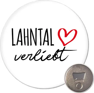 Produktbild von Huuraa Magnet Lahntal verliebt 59mm Kühlschrankmagnet rund Flaschenöffner Geschenkidee