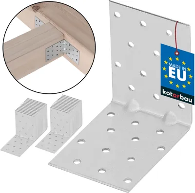 Produktbild von KOTARBAU® 25 Stk. Winkelverbinder 80x80x60mm verzinkter Stahl mit Sicke Metallwinkel 90 Grad Silber Holzverbinder Schwerlastwinkel Holzwinkelverbinder