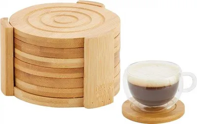 Immagine prodotto di Sottobicchieri rotondi in bambù per bicchieri e tavoli