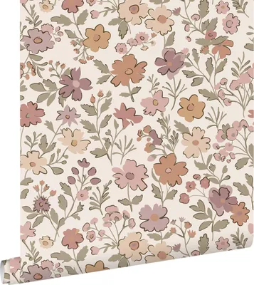 Obrázek produktu pro ESTAhome Tapeta květy fialová, šedozelená a terakotová 53 cm x 10,05 m