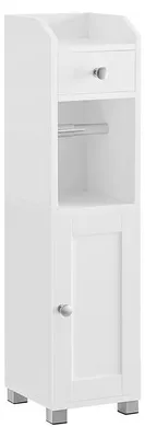 Obrázek produktu pro Skříňka do koupelny s držákem toaletního papíru, MDF, bílá, rozměry 20 x 18 x 76,7 cm