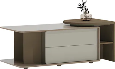 Produktbild von Schreibtisch Braun und Grau mit Schubladen und Stauraum für modernes Büro