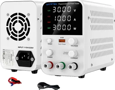 Zdjęcie produktu dla Zasilacz laboratoryjny, regulowane napięcie wyjściowe, kompaktowa konstrukcja, biały 30 V 10 A