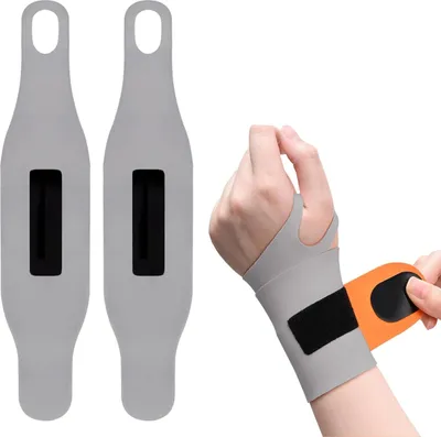 Produktbild von 2 Stück Handgelenk Bandagen, Handgelenkstütze Handbandage Handgelenk Sehnenscheidenentzündung Bandage Handgelenkbandage Rechts Handbandage Links für Sport und Hausarbeit (Grau)