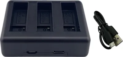 Produktbild von Trade-Shop Dreifach Akku-Ladegerät Ladestation USB Typ-C kompatibel mit DJI BCX202, BCX204 / Osmo Action 3, 4, 5 Action-Kamera