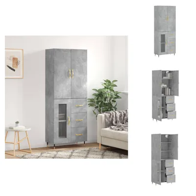 Immagine prodotto di vidaXL Credenza grigio cemento 69,5x34x180 cm materiale legno - Credenze