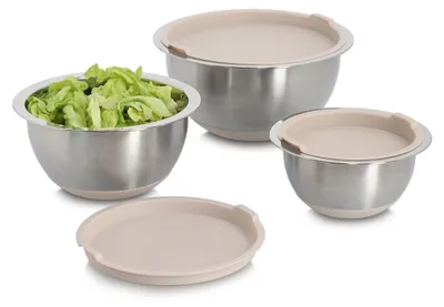 Produktbild von ZELLER 27369 Schüssel-Set 3-tlg. Edelstahl mit Deckeln aus Kunststoff