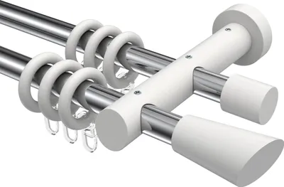 Produktbild von Interdeco Gardinenstange / Vorhangstange Chrom / Weiß, Typ Talena Bero (Konus Schräge), 20 mm Ø 2-läufig, 240 cm
