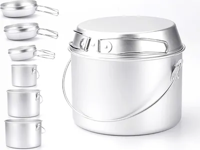 Produktbild von Aluminium-Außentopf-Set, Picknick-Bratpfanne, Camping-Hängetopf, faltbares tragbares Kochgeschirr, Camping-Topf-Set
