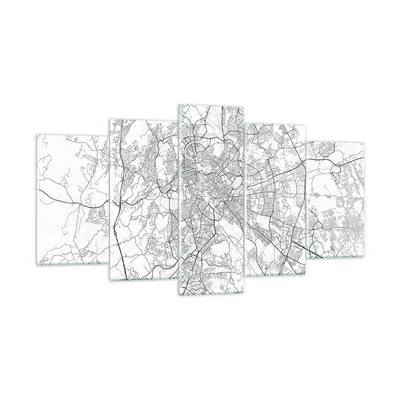 Produktbild von Bilder auf glas - 5 Teile - Stadt Karte Rom - 160x85cm - Glasbilder - Wandbilder - Bilder - zum Aufhängen bereit - Wanddekoration aus Glas - Glas Bilder - Wandbild auf Glas - GEA160x85-4682