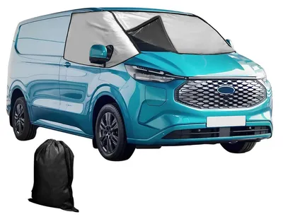 Immagine prodotto di Copertura per parabrezza per Ford Transit Custom dal 2012 al 2022, removibile, realizzata in Oxford e cotone, con proprietà termiche, per proteggere dal freddo, dalla neve e dal sole