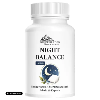 Produktbild von Bauernladen Nockberge | Night Balance Lactium | 60 Kapseln | für Männer & Frauen, KI-generiertes Bild