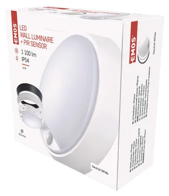 LED svítidlo ZURI s pohybovým čidlem, 22 cm, 14 W, neutrální bílá, IP54