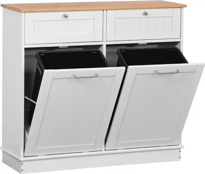 Produktbild von Kondela Klappschrank mit Abfallbehälter Delins Typ 2 - weiß / Bambus