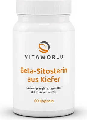 Produktbild von Vitaworld Beta-Sitosterin | 60 Kapseln | hochdosiertes Phytosterol | 250 mg pro Kapsel | gewonnen aus Kiefer | vegan