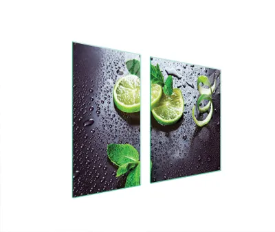 Immagine prodotto di Piastre copri fornelli 2 pezzi 90x52 Copri piano cottura in Vetroceramica tagliere in vetro verde lime