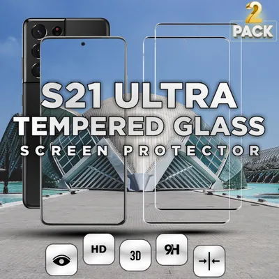 Produktbild von 2-Pack Samsung Galaxy S21 Ultra Displayschutzfolie - Gehärtetes Glas 9H - Super Qualität 3D
