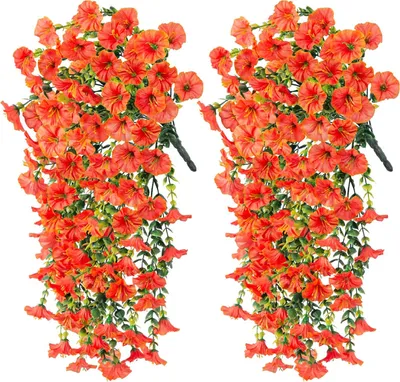 Produktbild von Künstliche Petunien zum Aufhängen, UV-beständig, Kunstblumen, wiederverwendbar, simulierte Petunien für den Außenbereich, festliche Hochzeitsfeier-Dekorationen, 2 Stück