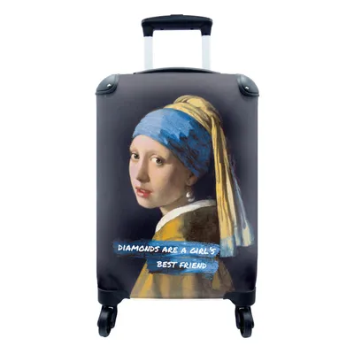 Produktbild von MuchoWow® Koffer Handgepäck Trolley Rollkoffer Kleine Reisekoffer mit 4 Rollen - Das Mädchen mit dem Perlenohrring - Zitat - Vermeer - Cabin Size < 55x40x23 cm & 55x40x20 cm - Fotokoffer - Kabinenkoffer - Boardgepäck - Reise-Box - Reisekoffer - Reisegepäck - Koffer mit Bild - Trolley für Kinder